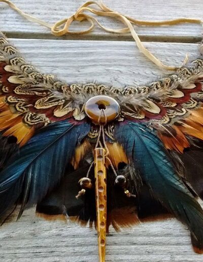 Feather collar necklace horn point sacred adornment