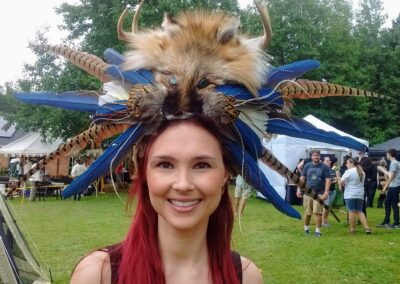 Fox Deer Antler Macaw Feather Headpiece